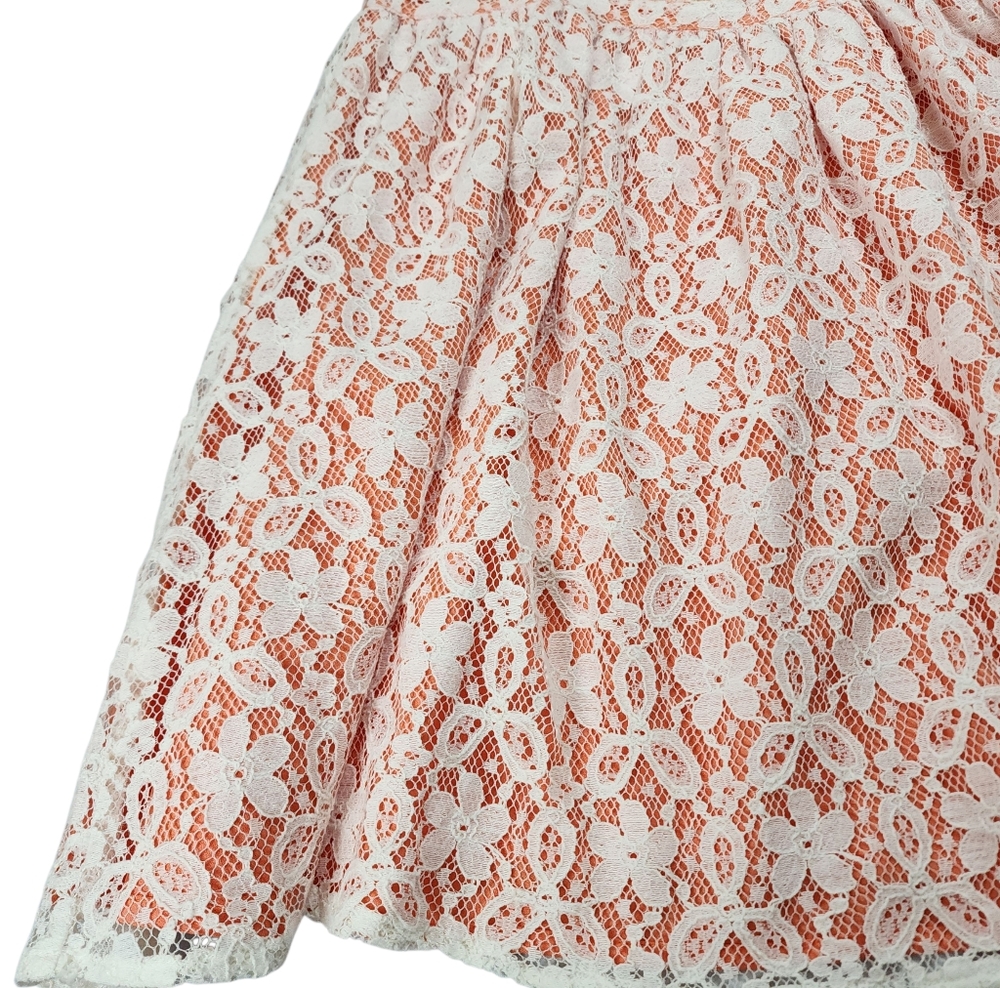 MINKPINK Peach Ivory Lace Cutout Mini Dress Fit Flare Size Medium NWT - Picture 9 of 15